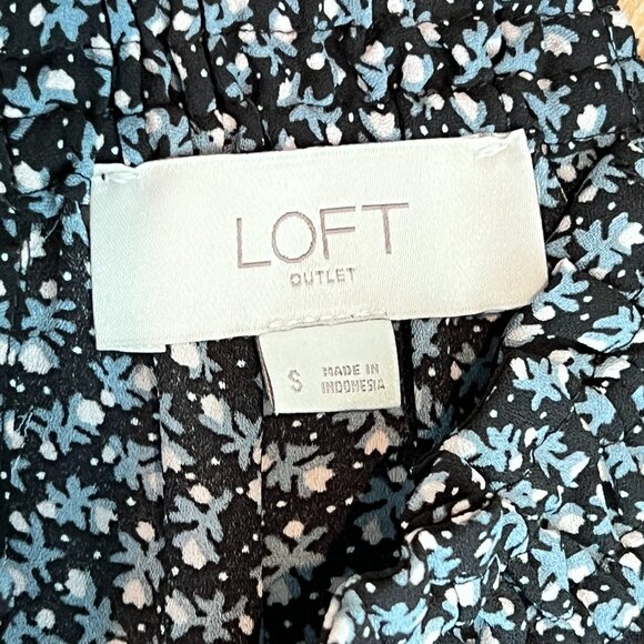 Loft Outlet Floral Sleeveless Top Ruffle Detail Cut Out Keyhole Back S - Picture 4 of 8